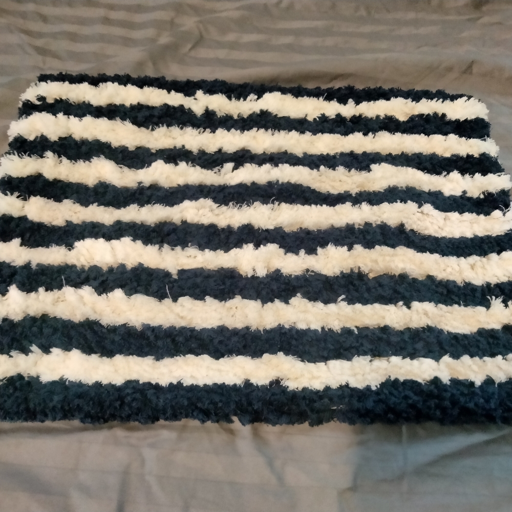 BNWOT Pottery Barn Furry Blue And White Lumbar Pillow